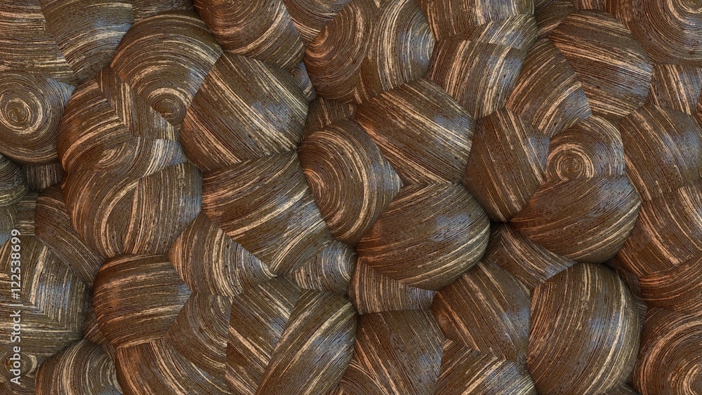 Fototapeta premium A bubble made wall textured like a shabby wood. 3D rendering. Abstract background.