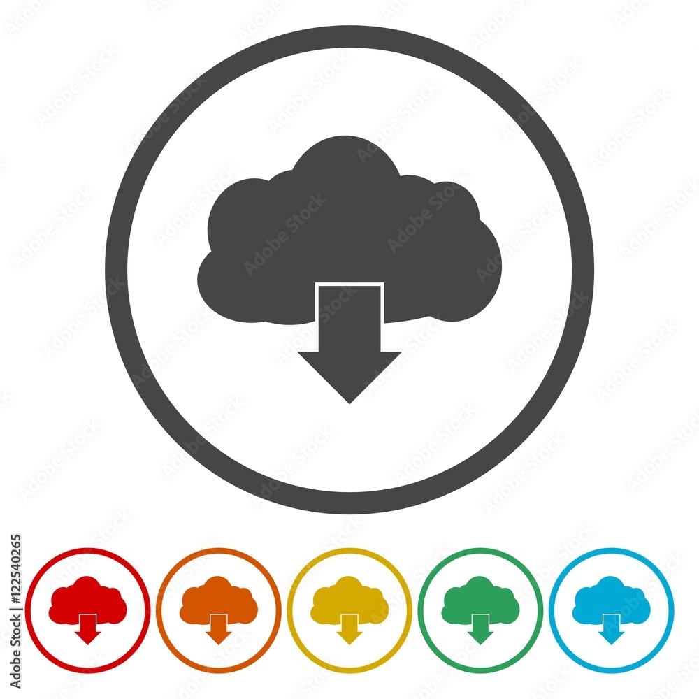Cloud download icon flat design vector illustration Cloud download icon flat design vector illustration