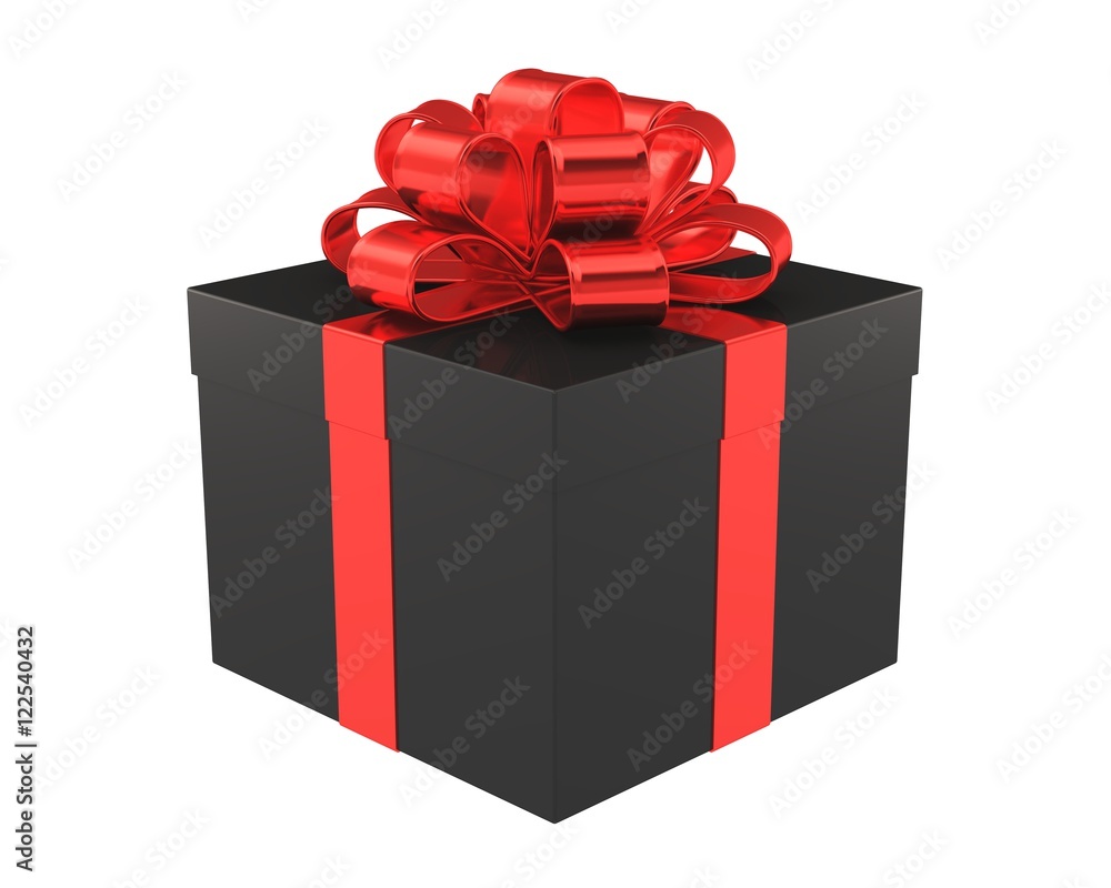 Obraz premium Geschenk in schwarz mit roter Schleife