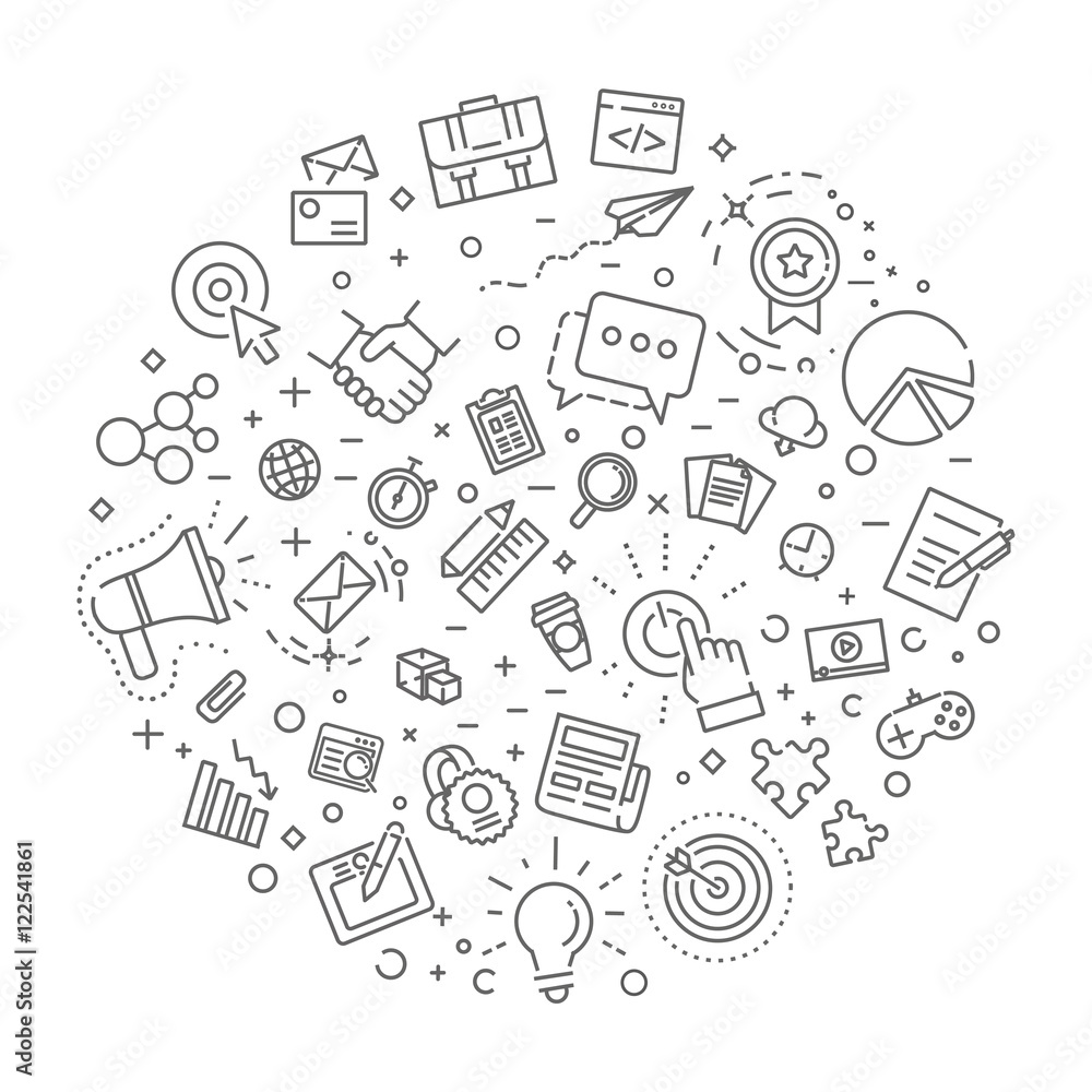 marketing concept illustration, line design marketing concept illustration, line design
