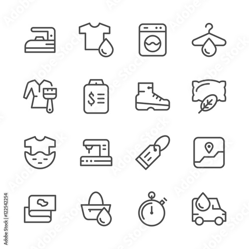 Set line icons of laundry