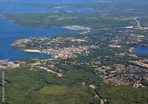 aerial view of the town of Midland located at the Georgian Bay, Ontario Canada 