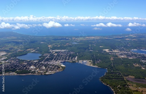 Photos aerial view of the town of Midland located at the Georgian Bay, Ontario Canada