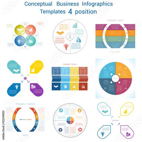 Set Infographics conceptual cyclic processes four positions photo