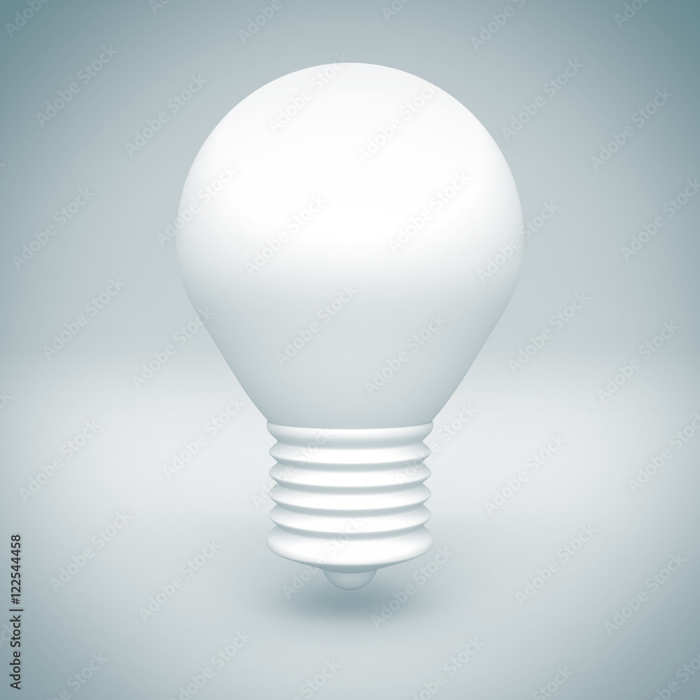 White Concept Light Bulb on Surface White Concept Light Bulb on Surface