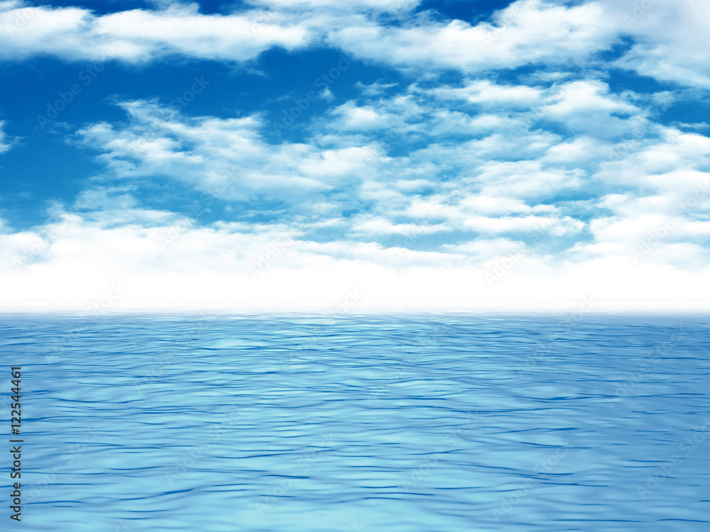 Ocean Sea Calm Water Waves Under Blue Cloud Sky