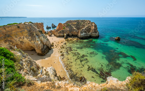 Scenic golden cliffs near Alvor, Portimao, Algarve