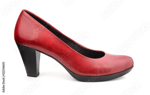 Single red leather women shoe