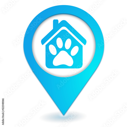 symbole patte de chien géolocalisation bleu