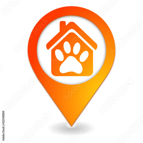 symbole patte de chien géolocalisation orange