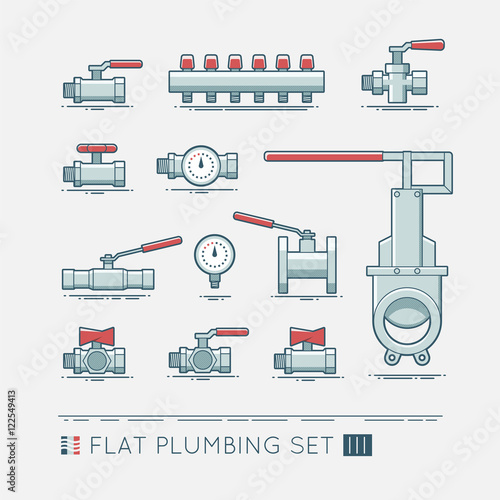 Flat plumbing icon set