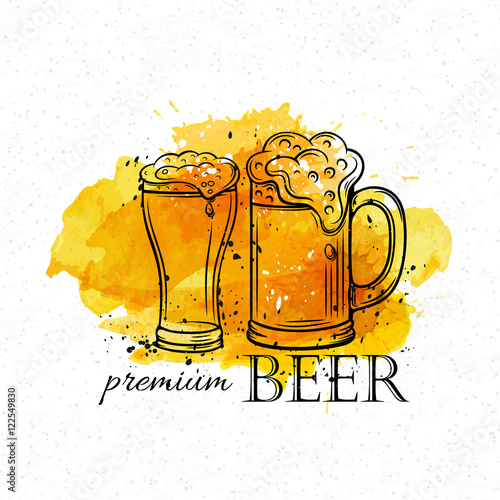 hand drawn beer mugs