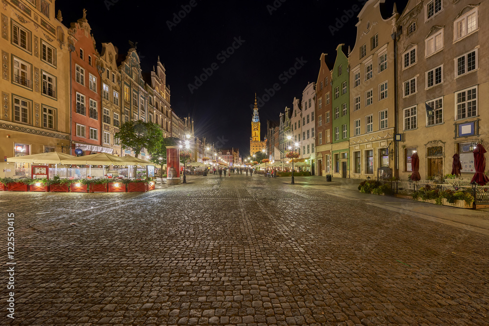 Gdansk, Long Market. Old Town. The Town Hall and Artus Court.