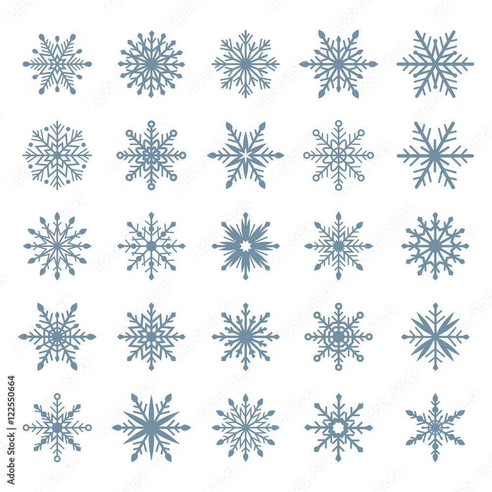 Set of snowflakes. Blue vector snowflakes on a white background Set of snowflakes. Blue vector snowflakes on a white background