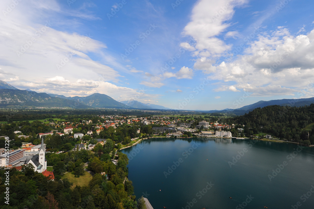 Aerial view on Lake Bled, Slovenia