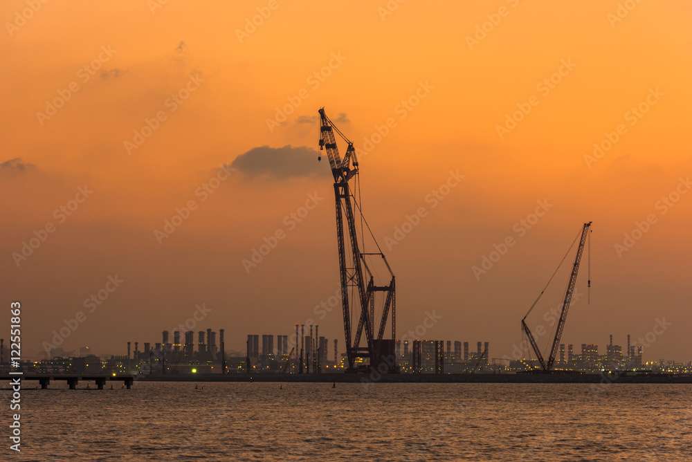 Sunset at the Dubai seaport, UAE