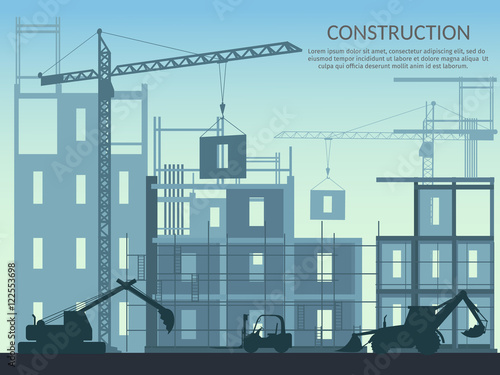 Concept of process construction building a house vector illustration background. 