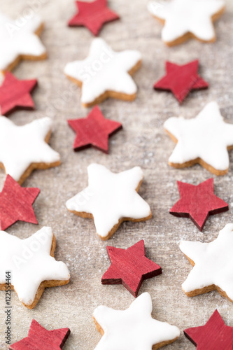 Christmas cookies with small christmas decoration. © gitusik