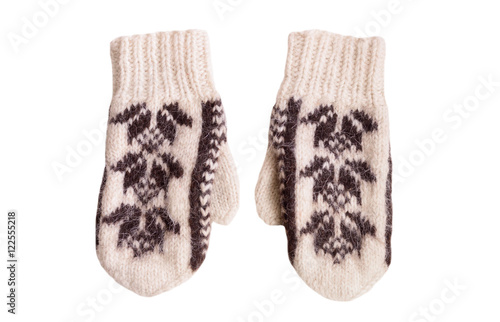 knitted gloves isolated
