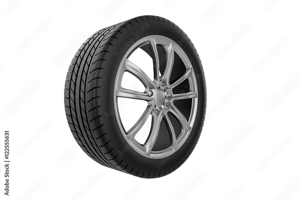 Car wheel. Isolated on white background