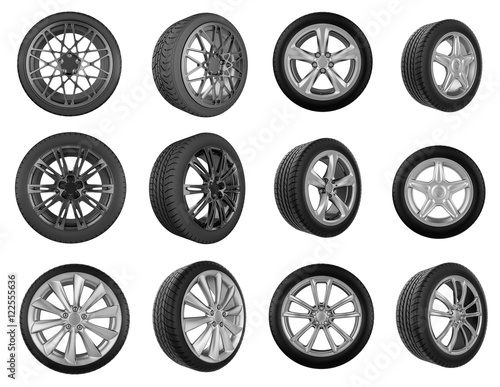 Tires in perspective on white background