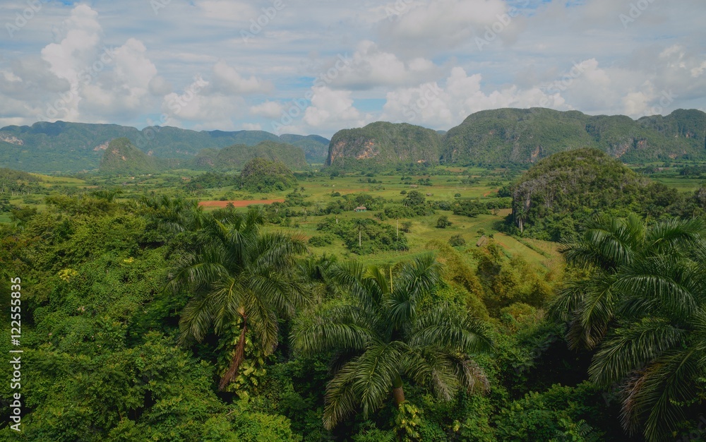Looking at national park Vinales, Cuba. Cuban valley was declared a national park and also a UNESCO World Heritage Site.