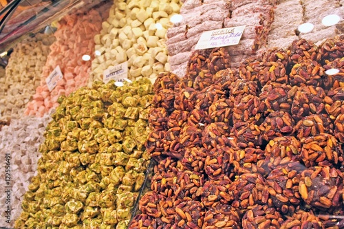 turkish delight in spice market at Instanbul , Turkey