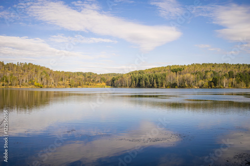 lake landscape with cloud reflections