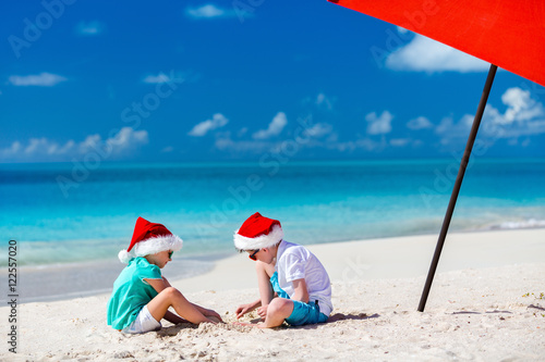 Kids at beach on Christmas