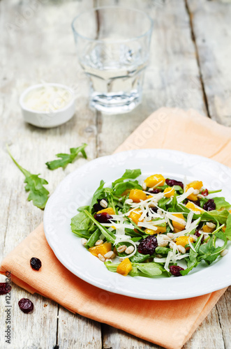 pumpkin arugula salad barley dried cranberries