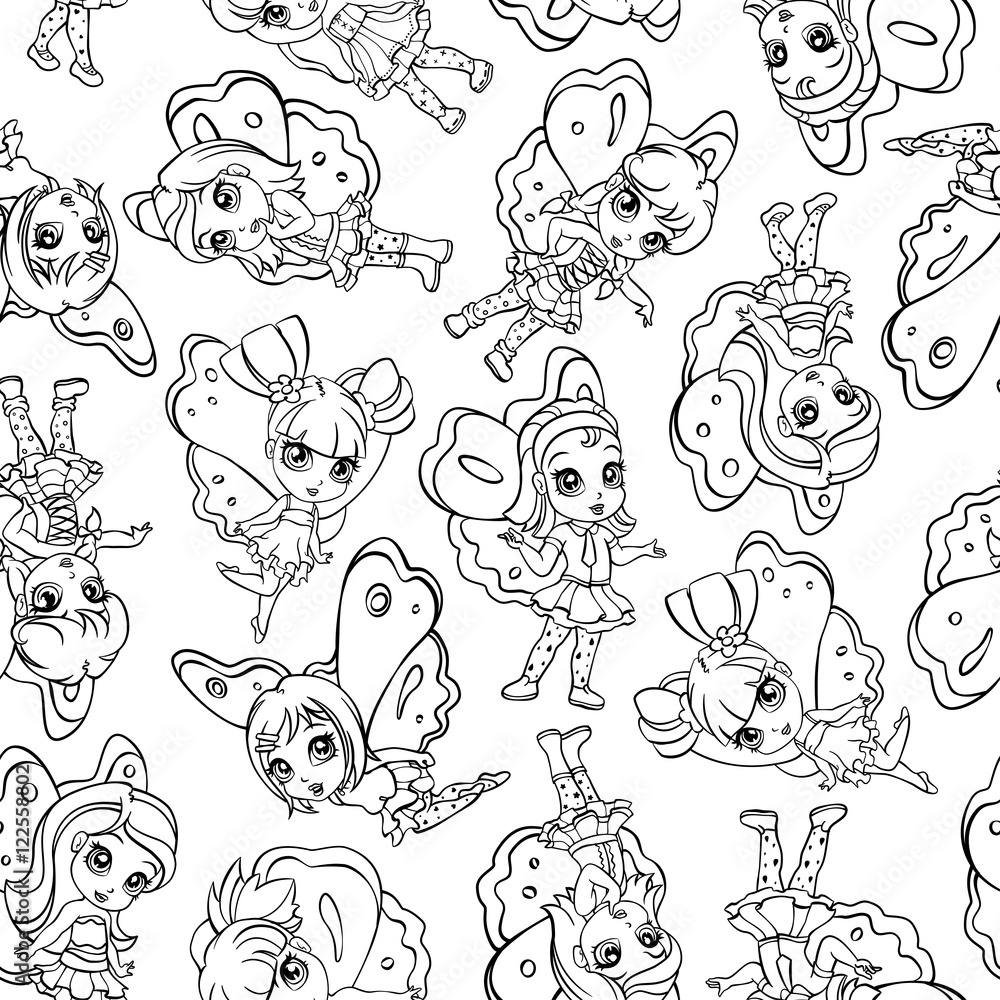 vector elf fairy girl seamless pattern vector elf fairy girl seamless pattern