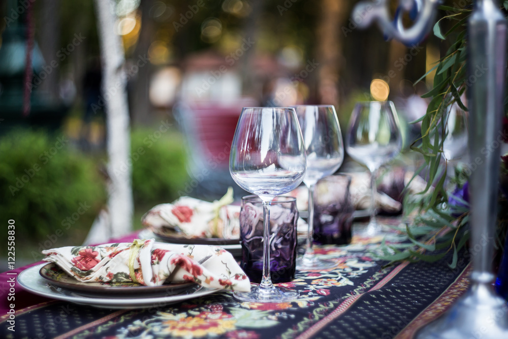 Wedding table setting in rustic style.shallow depth of field