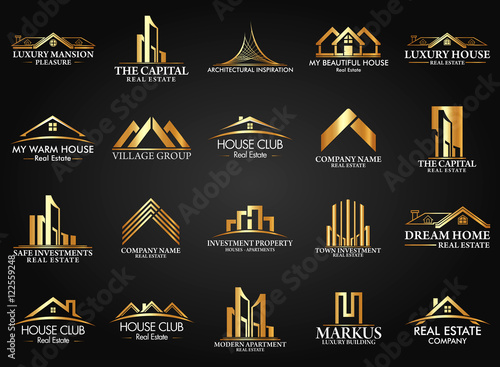 Set and Group Real Estate, Building and Construction Logo Vector Design