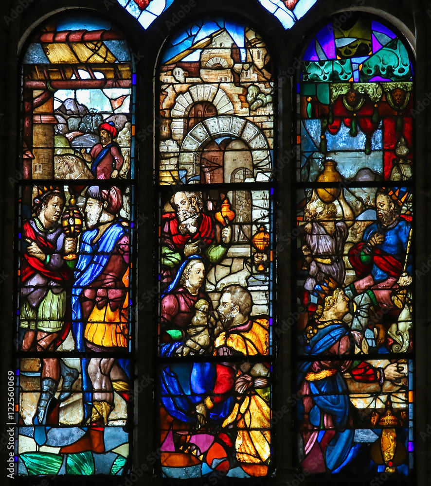 Stained Glass of Jesus and Mary in the New Cathedral of Salamanc