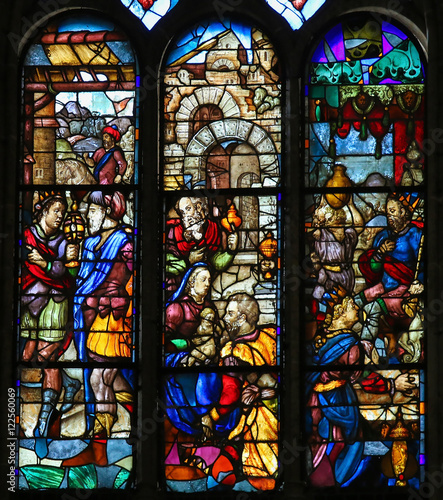 Stained Glass of Jesus and Mary in the New Cathedral of Salamanc