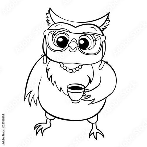 vector owl coloring page