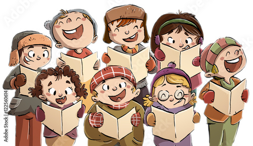 niños cantando en coro en navidad