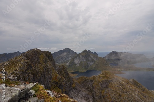 Lofoten islands, Norway, trek to Narvtinden mountain photo