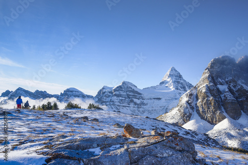 Hikers on the Nub, Mount Assiniboine Provincial Park, British Columbia, Canada photo