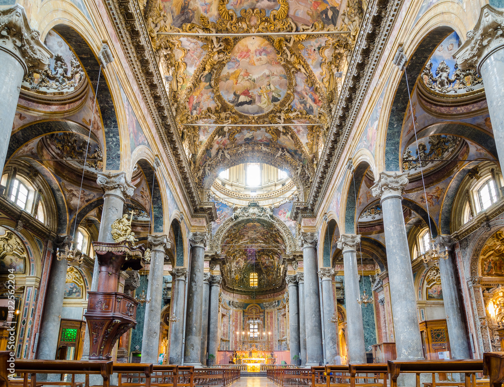 Interior of the Church of San Matteo in Palermo, Sicily, Italy.