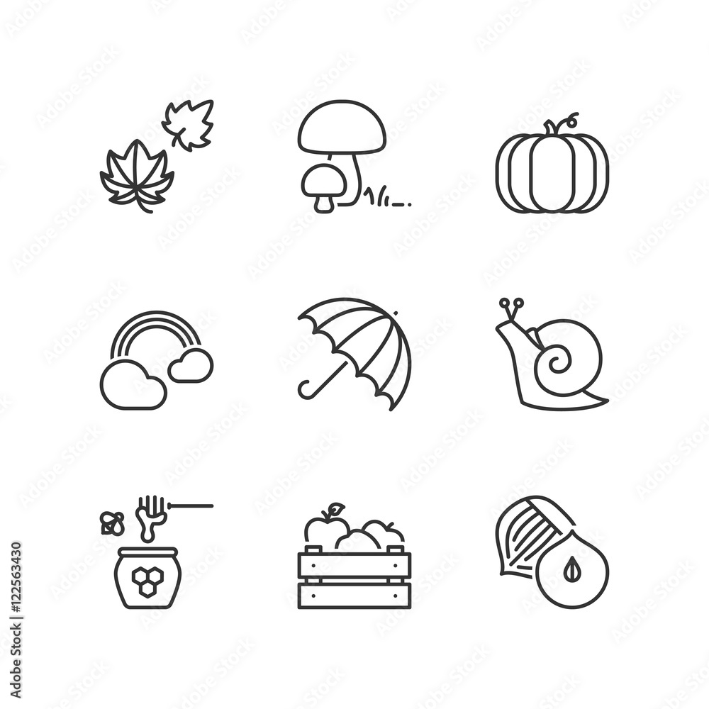 Line icons. Autumn. Flat symbols Line icons. Autumn. Flat symbols