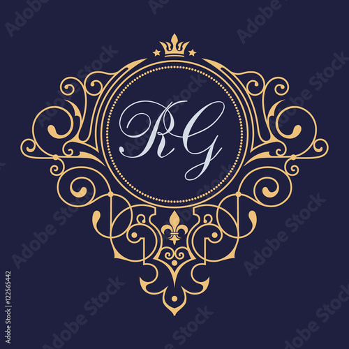 Vintage vector monogram. Elegant emblem logo for restaurants, hotels, bars and boutiques. It can be used to design business cards, invitations, booklets and brochures