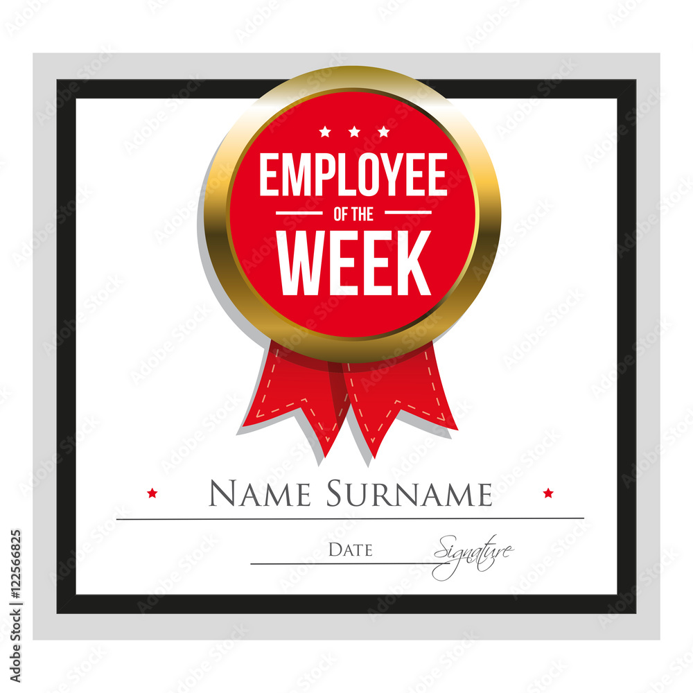 Employee of the week certificate template Stock Vector Adobe Stock Employee of the week certificate template Stock Vector Adobe Stock