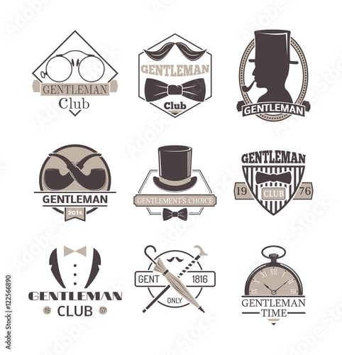 Gentlemens hipster icon logo vector badge