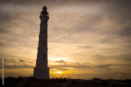 California Lighthouse in Aruba Sunset