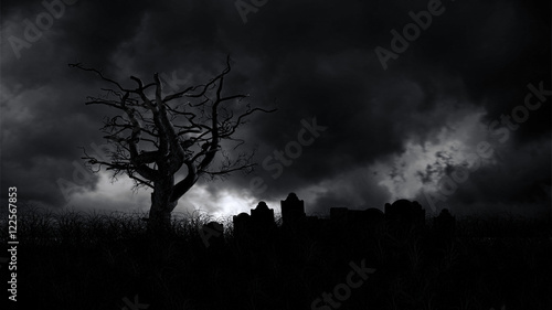 Dark Horror Forest  gravestone .