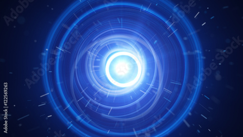 Blue dynamic light circles and particles