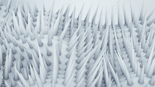 White peaky surface waving. Abstract 3D render