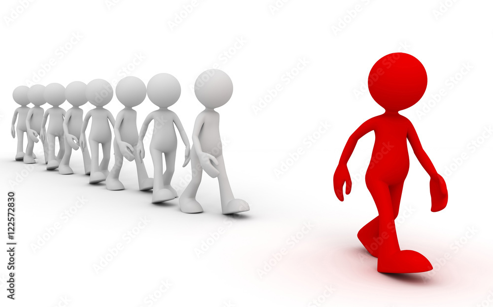 crowd following leader concept 3d illustration crowd following leader concept 3d illustration