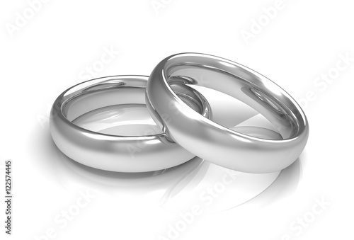 silver wedding rings concept   3d illustration